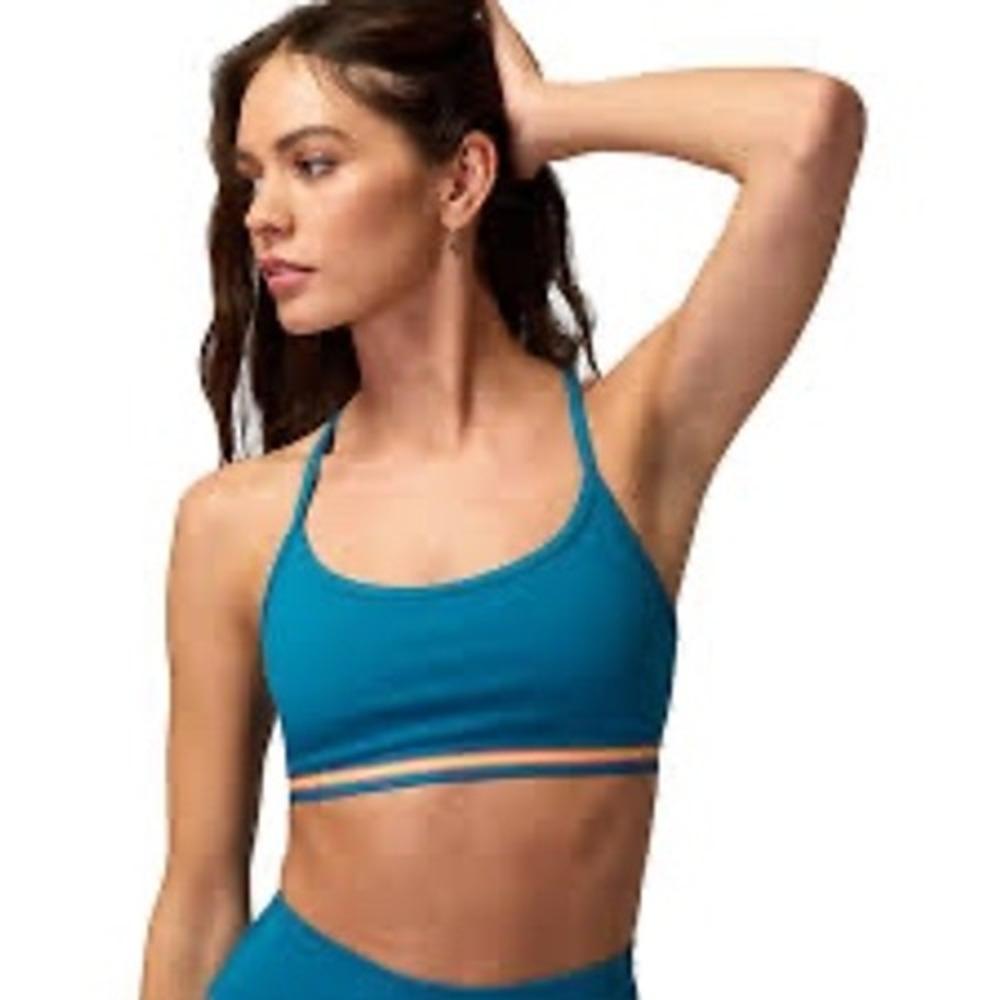 Spiritual Gangster Teal T-Back Novelty Bra Striped Band Medium - Picture 1 of 6